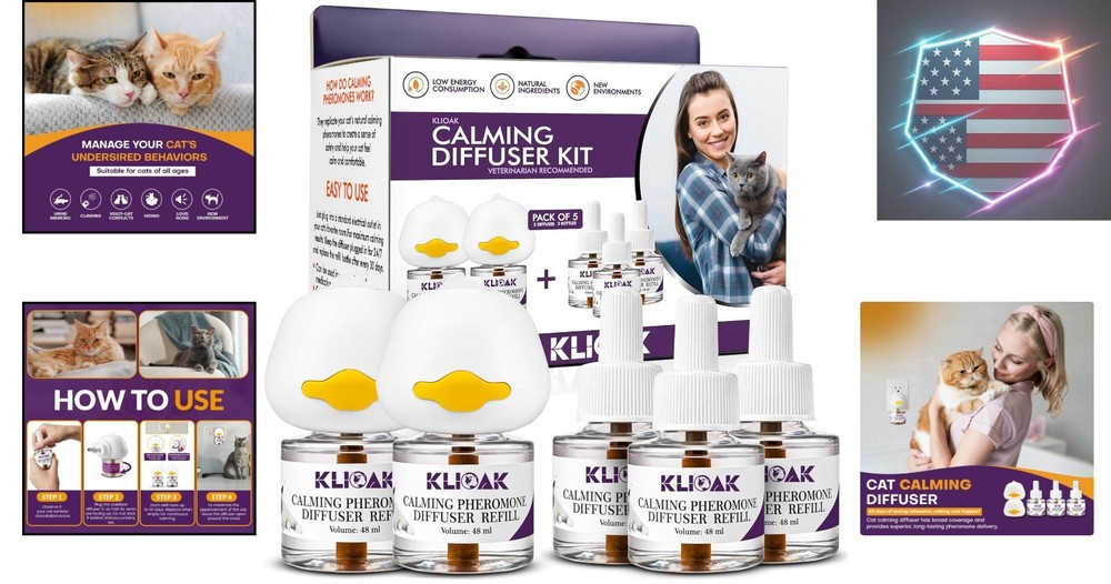 Cat Pack Includes 2 Diffusers Machines & 3 Refills Pheromone Plug-In for Cats...