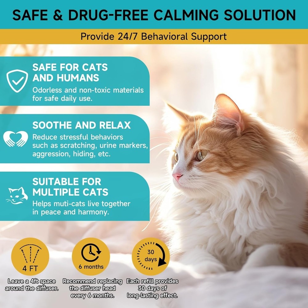 Cat Calming Diffuser Refills - Cat Pheromones Calming Diffuser for Cats Relie...