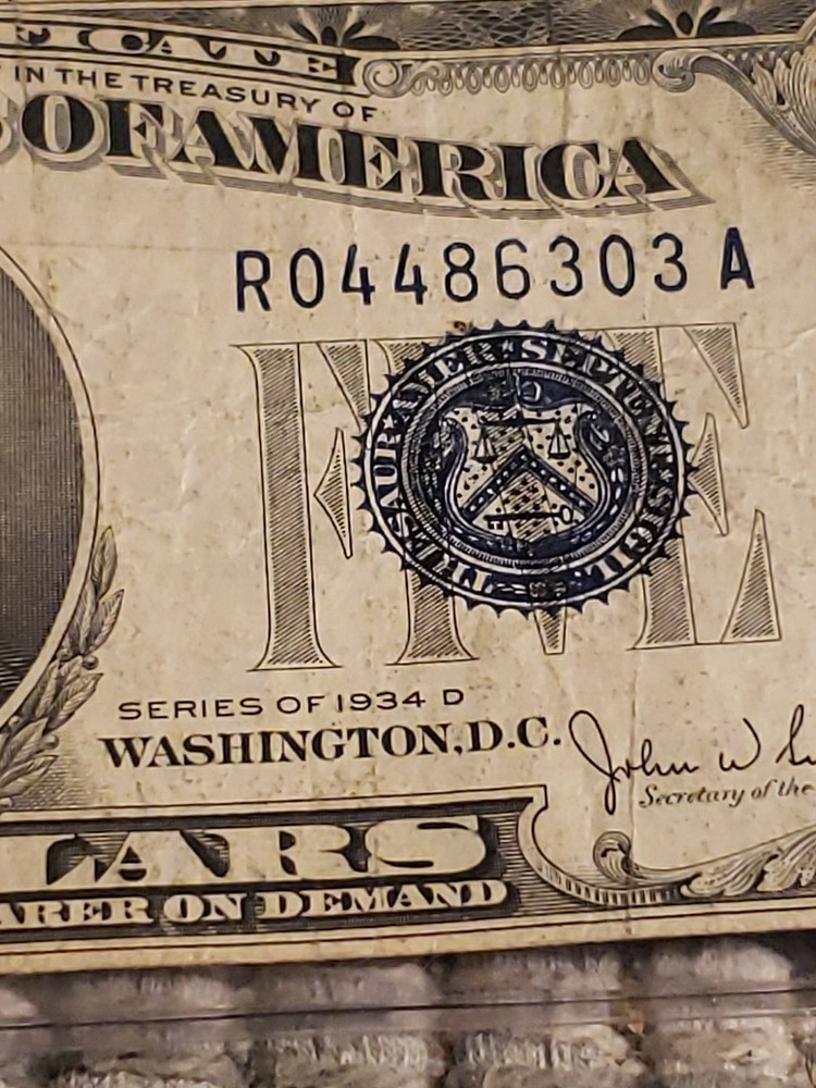 1934-D $5 Silver Certificate Blue Seal