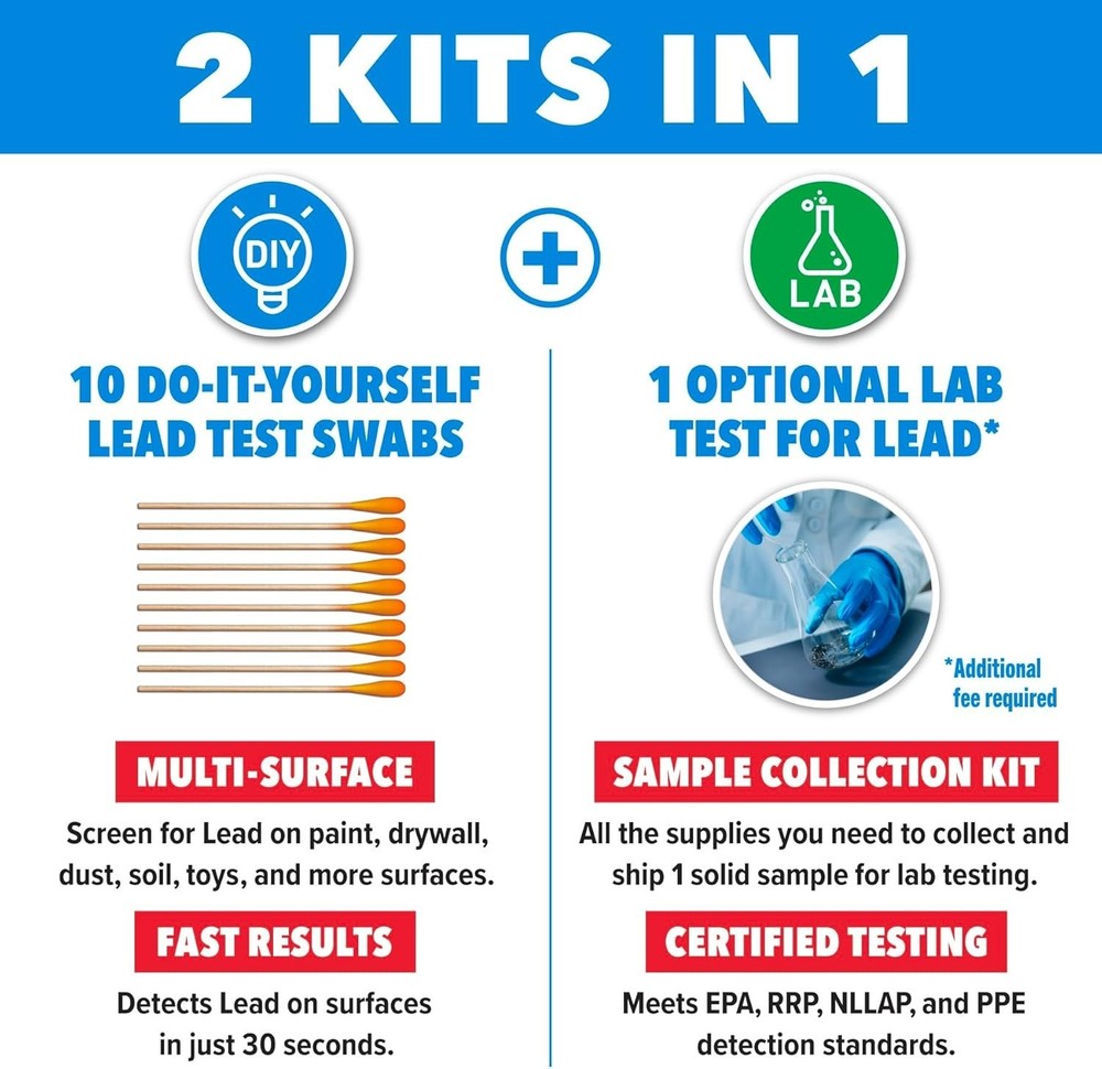 ® Lead in Solids Combo Test Kit – 10 DIY Swabs + Optional Testing at our EPA ...