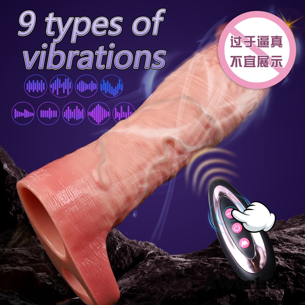 Vibrator Penis Sleeve Extender Reusable Condom Enlargement Delay Ejaculation Men