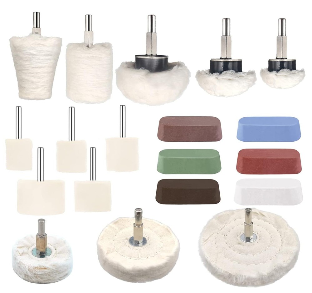 Drill Buffing Wheel Set with Polishing Compound - 19 Pcs