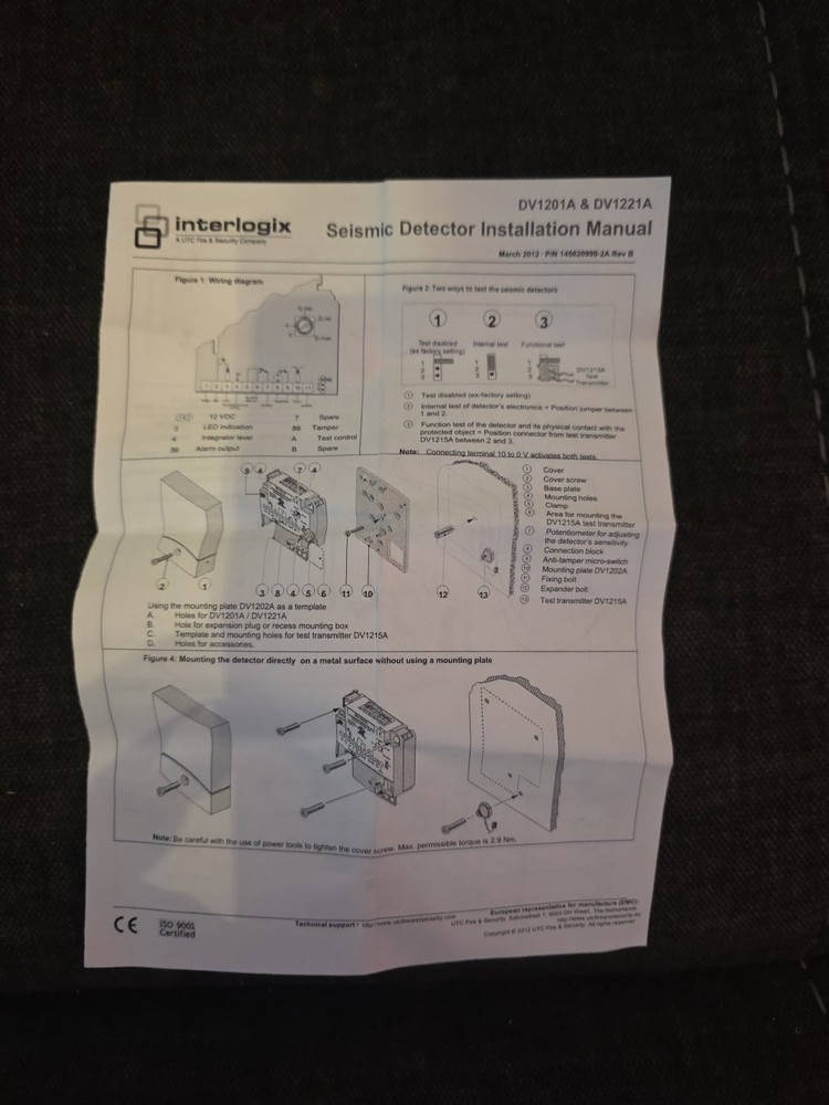 interlogix DV1201A Structural Seismic Vibration Detector new