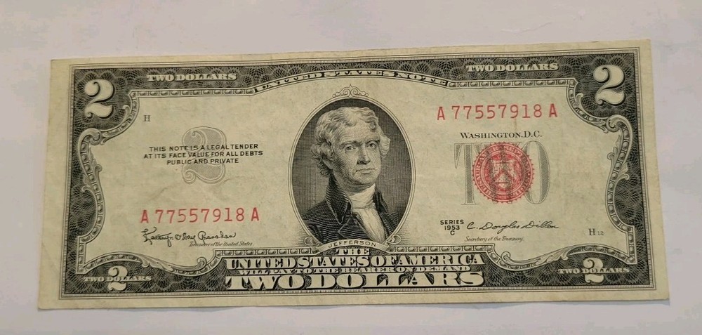 1953 C  $2 Dollar Red Seal  Banknote