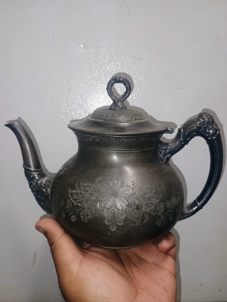 Antique Homan Silver Co. Quadruple Plate Teapot Vintage - 1 Dent