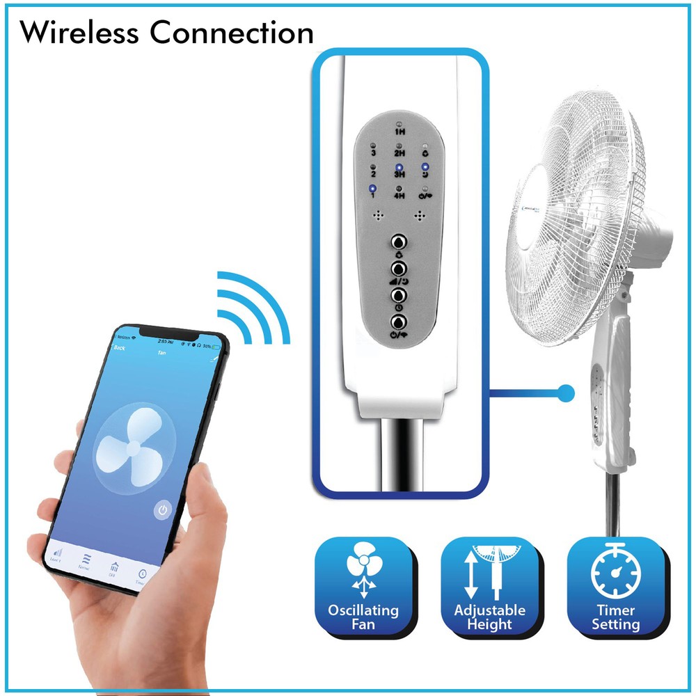 Technical Pro WIFI Enabled 16 Inch Standing Fan With Oscillating Feature