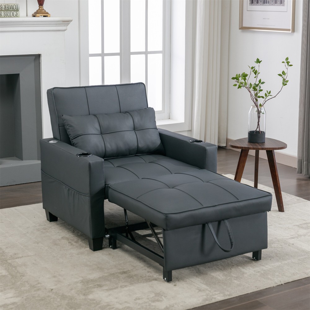 Convertible Sleeper Sofa Bed 3-in-1 Multi-Function Folding Sofa Bed w/ USB Ports