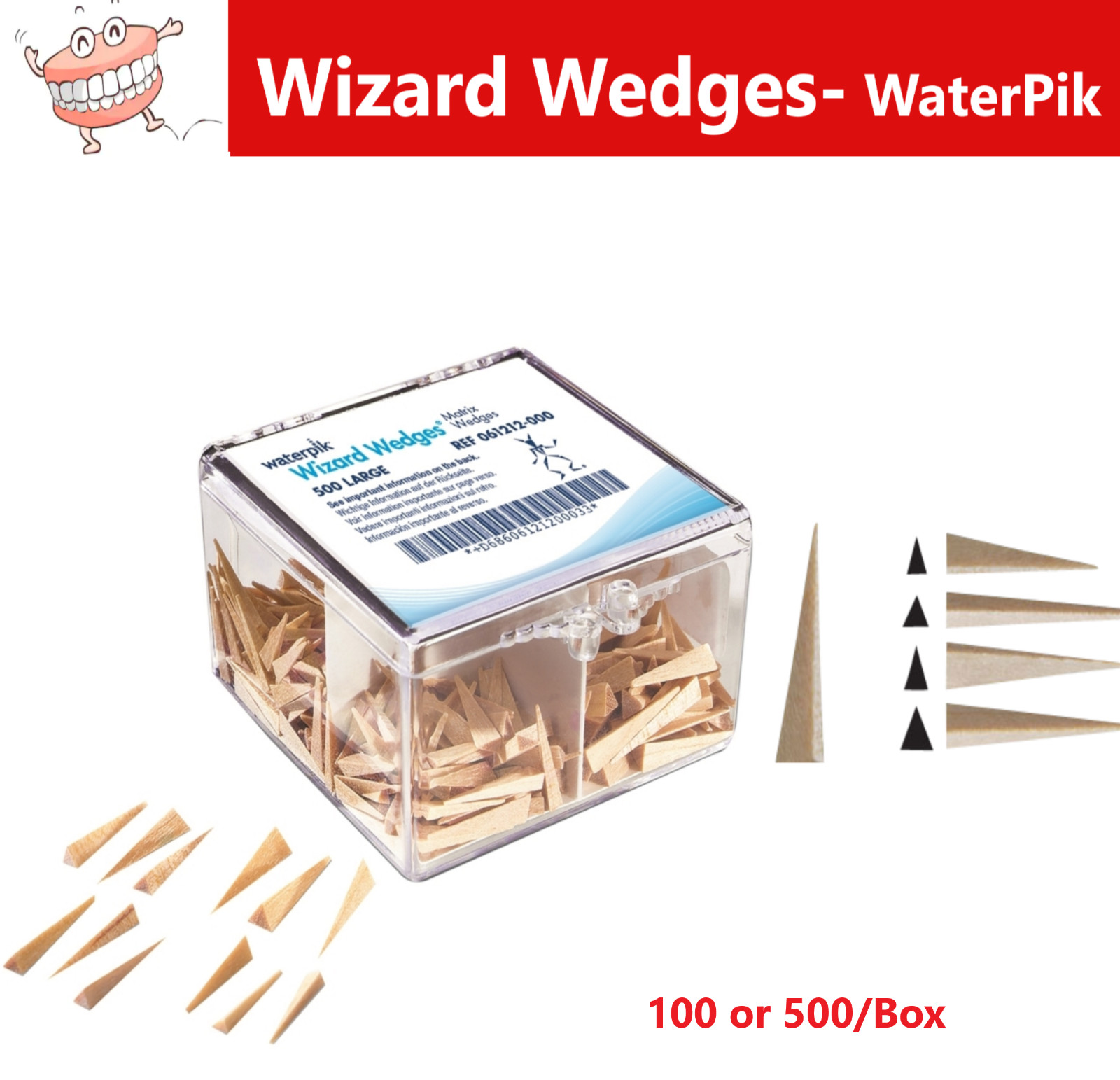 Dental Wizard Wedges Matrix Wedges Assorted, SLim Jim, 100 or 500/Bx- Water Pik