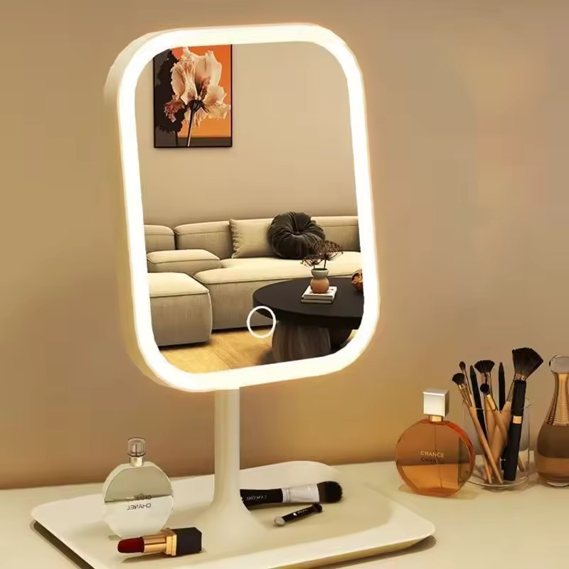 Rechargeable LED Makeup Mirror with Storage Base 💄 Touch Control Vanity Mirror