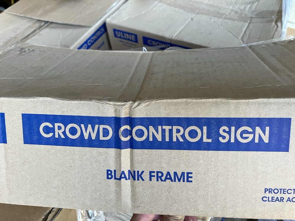 Uline Crowd Control Sign with Bracket - 14 x 11", Blank Frame H-9947
