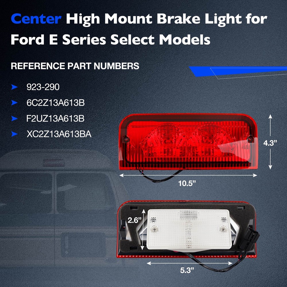 Third 3rd Brake Light Cargo Light Lamp Bar For 99-02 Ford E-150 E-250 E-350 E450