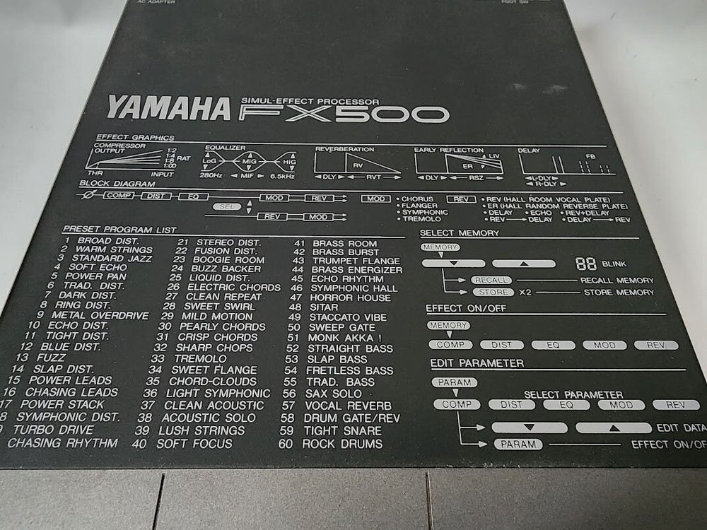 YAMAHA FX500 SIMUL-EFFECT PROCESSOR Guitar Effect