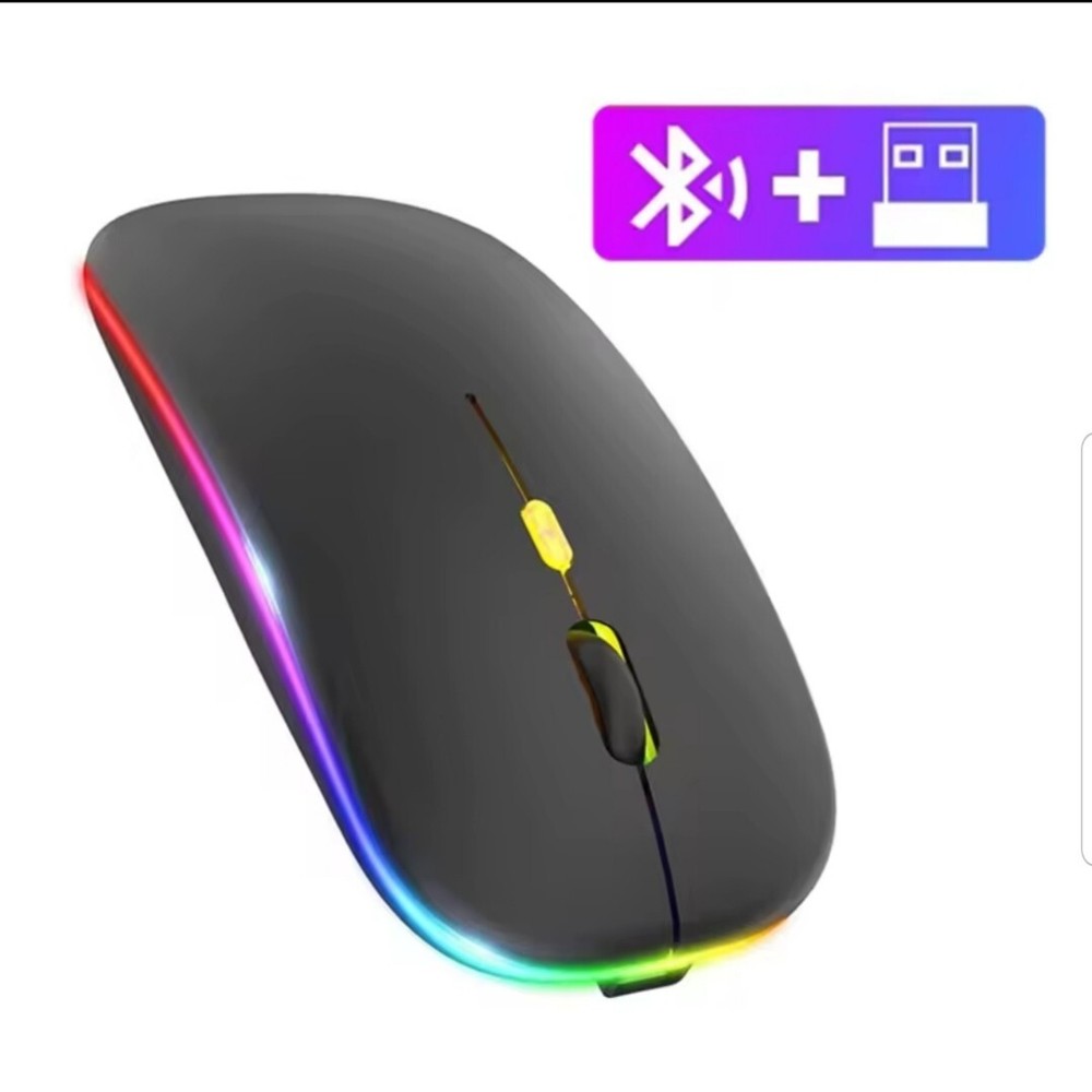 Bluetooth Mouse 2.4GHz Wireless: Rechargeable Silent Mouse LED Backlight