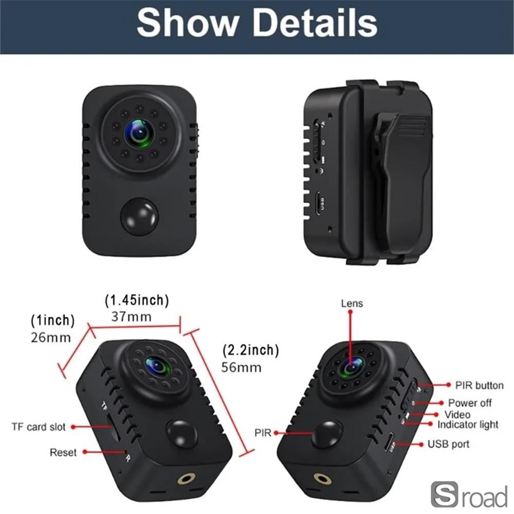 1080P Portable Mini Camera With Night Vision & Motion Detection For Security