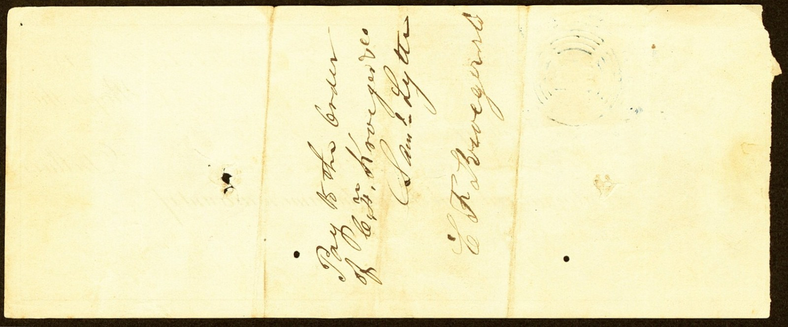 TX $500 FORT DAVIS Texas November 21st, 1873 "panic of '73" Merchant draft