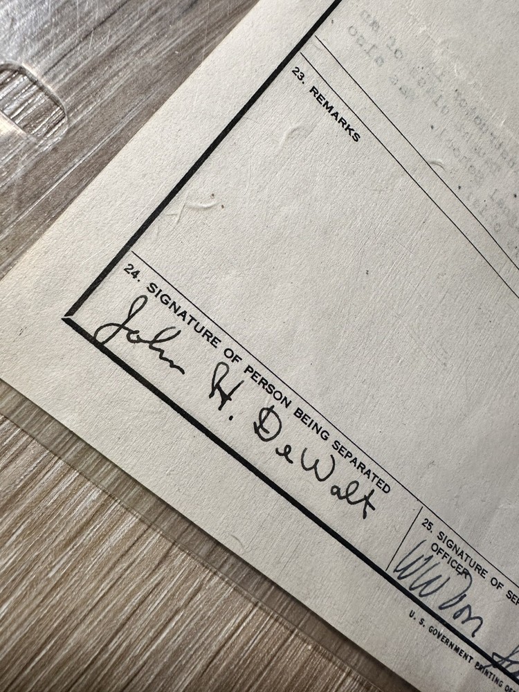 WWII Army Separation Qualification Record Papers