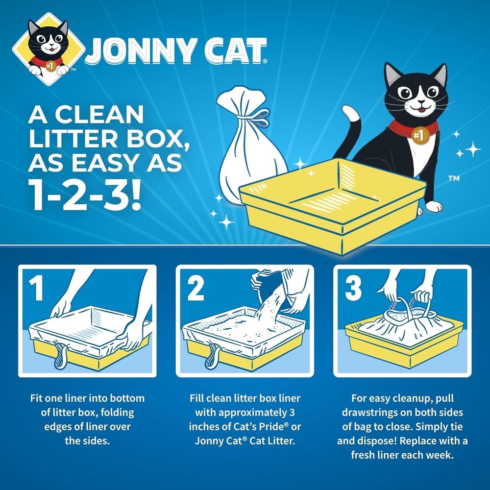 Recyclable Heavy Duty Jumbo Litter Box Liners - 5 Count with Drawstring Closure