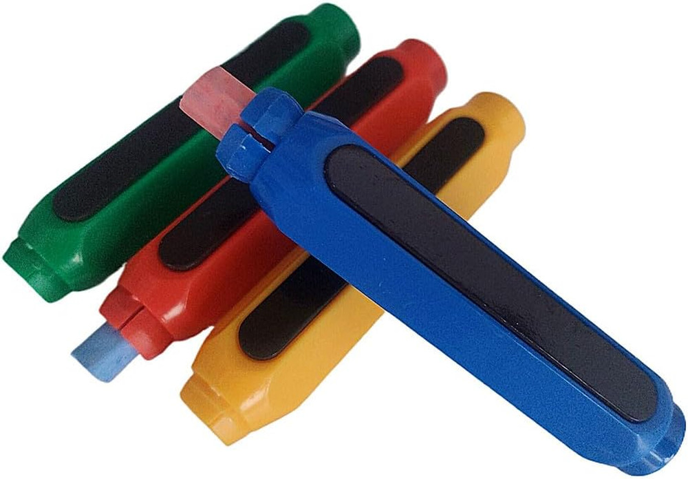 Plastic Magnetic Chalk Holders with Storage Case, 4 Pack Blackboard Adjustable C