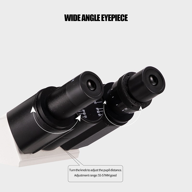 40X-2500X three-eye LED laboratory composite microscope, double-layer mechanical