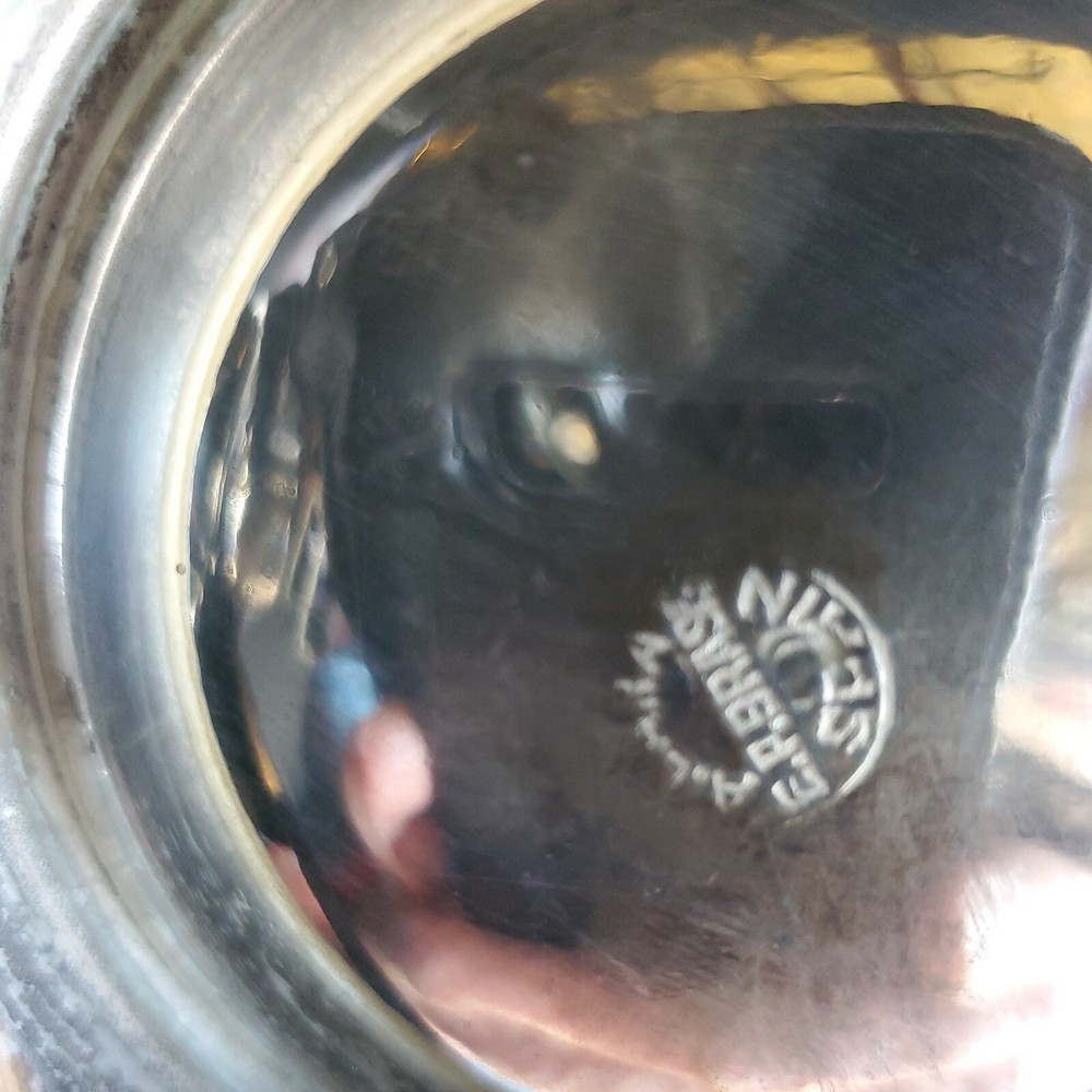 2 Silver Plated Decorative Tea Cup Holder E.P. Brass 4.75"