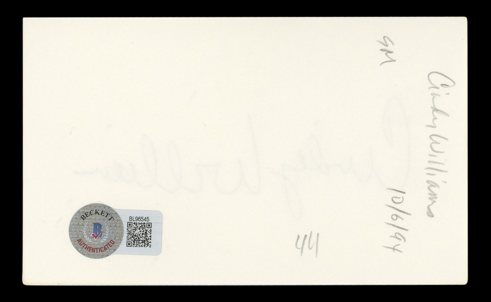 Cindy Williams Happy Days Authentic Signed 3x5 Index Card BAS #BL96545