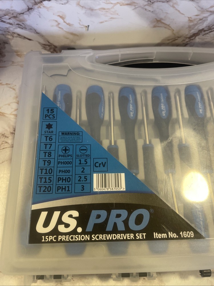 US PRO 15pc Precision Screwdrivers Set Torx Philips & Flat 1609