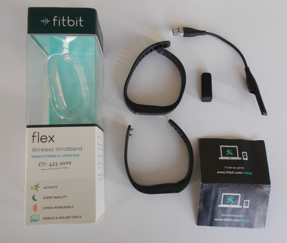 Fitbit Flex Large Small Wristbands Tracker Charging Cable Original Box No Dongle