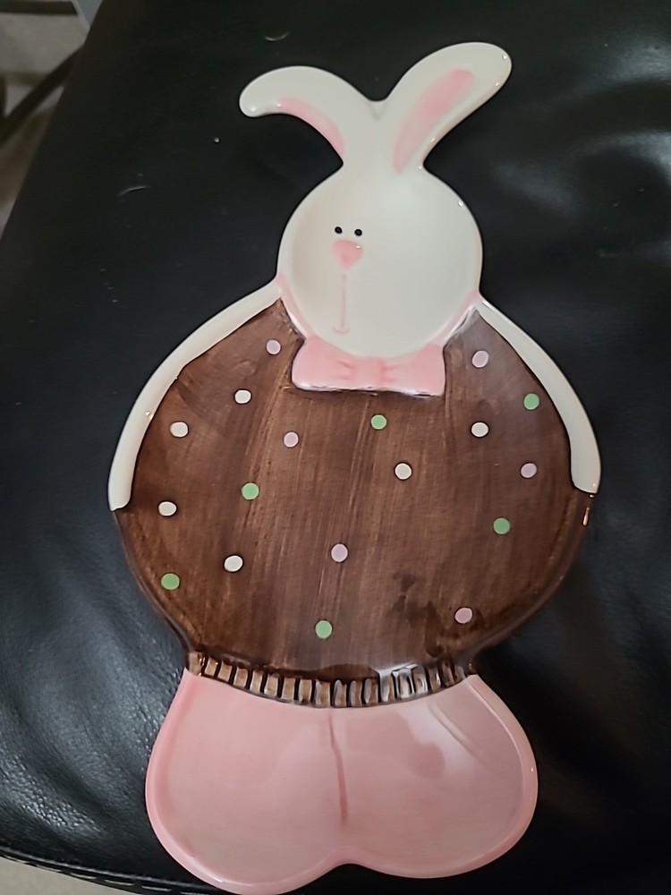 Ceramic Easter Bunny Plate Decor