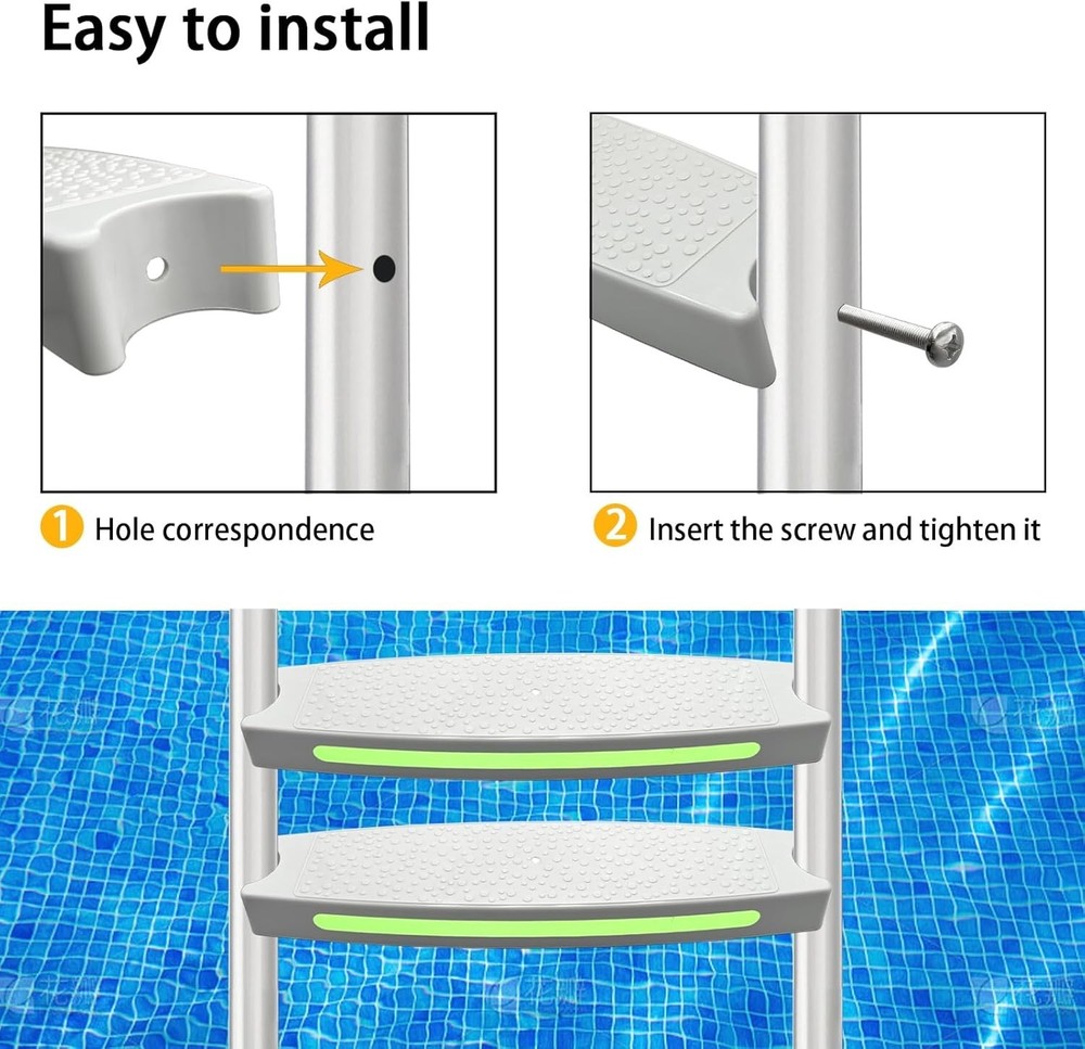 Pool Ladder Steps 18" Universal Heavy Duty Replacement 3 Pack With Bolts White