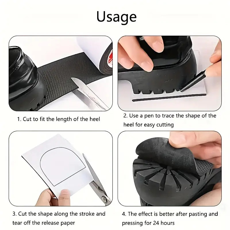 Self-Adhesive EVA Shoe Sole Repair Patch Black Rubber Anti-Slip Protector Pads