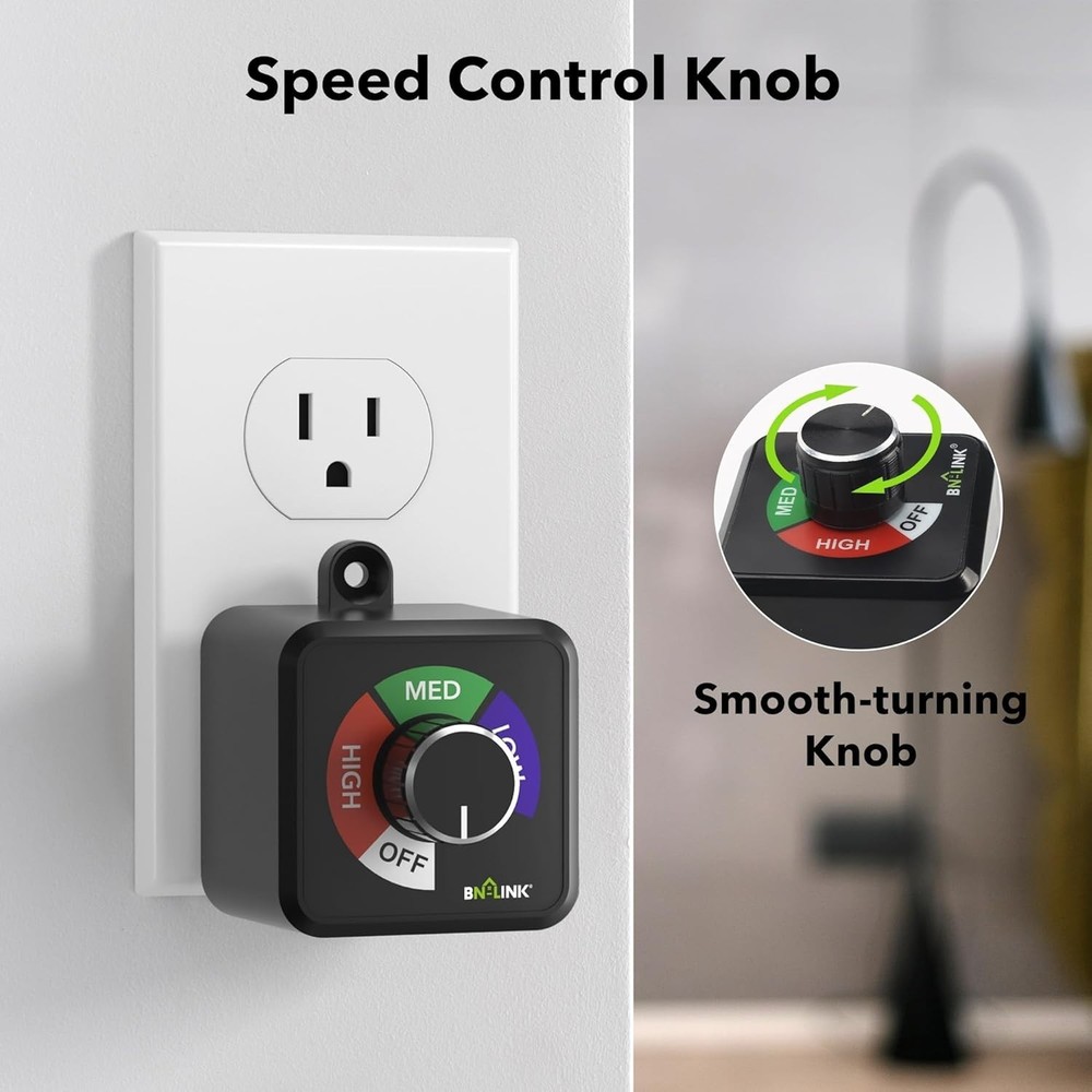 Variable Fan Speed Controller, Plug-in Electric 3 Speed Regulator Adjuster Co...