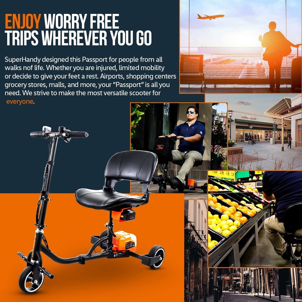 SuperHandy 3 Wheel Folding Mobility Scooter