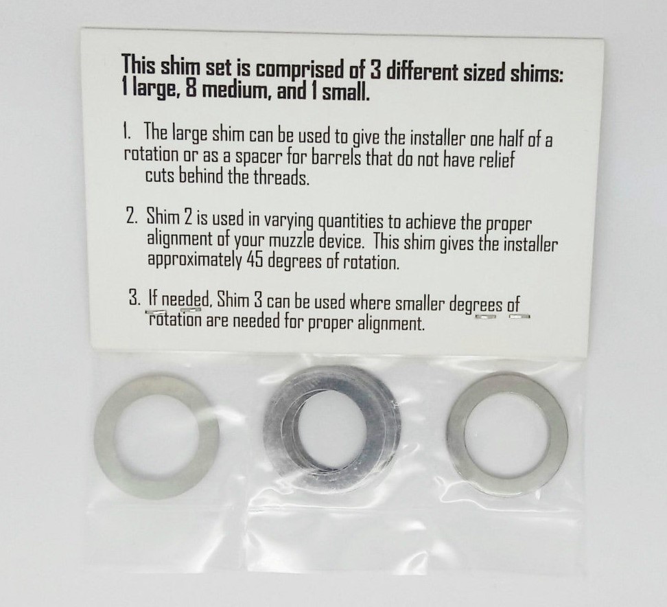 1/2x28 muzzle device alignment set shim kit