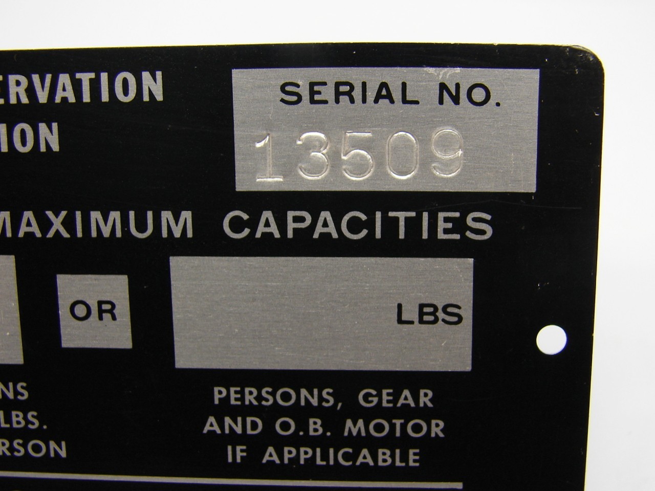 Vintage 1968 Michigan Boat Inspection Tag Metal License Plate Max Passengers Sig