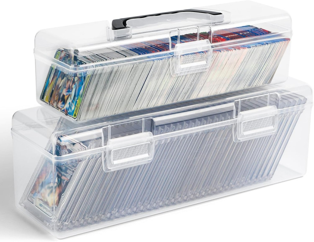 Trading Card Storage Box 2 Pack Large & Small Holder Cases for Toploader & Stand