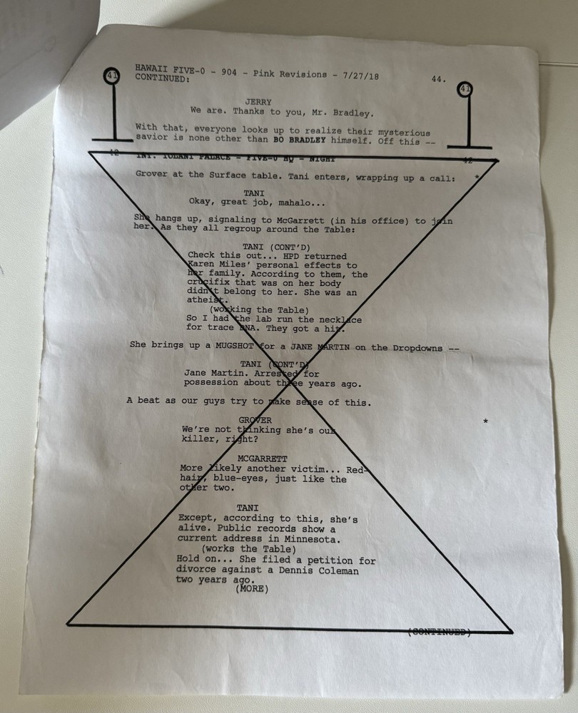 Hawaii Five-O Call Sheets With Script Segments