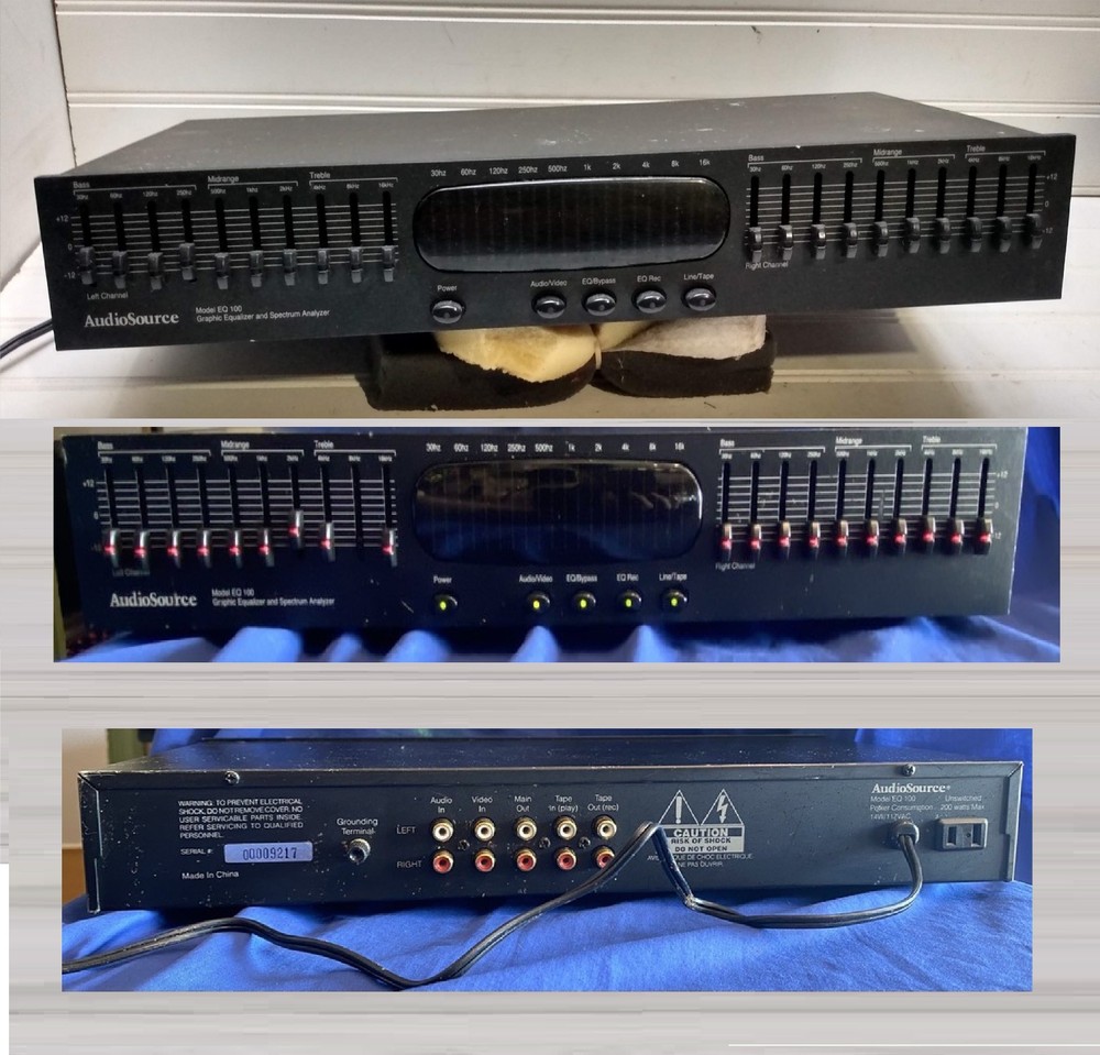 Audiosource Model EQ 100 Stereo Sound System 2 Channel Graphic Equalizer