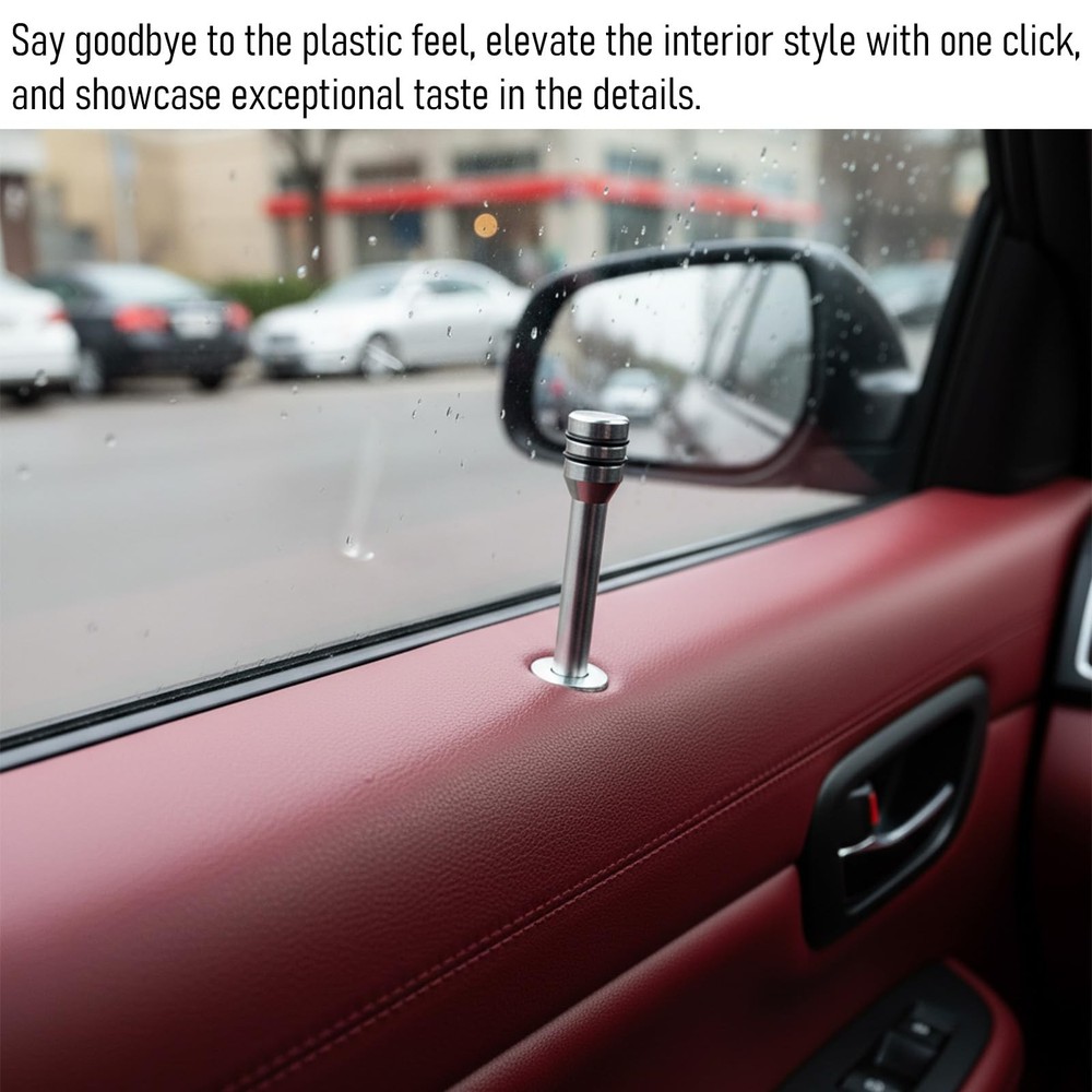 4 Pieces Car Door Lock Knobs Inner Pull Pin Cover Universal Sliver