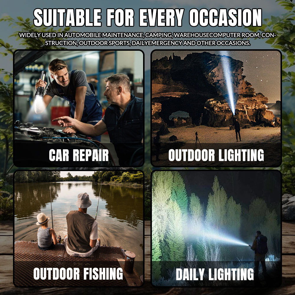 15000000LM Super Bright LED Flashlight Tactical USB Rechargeable LED Work Light