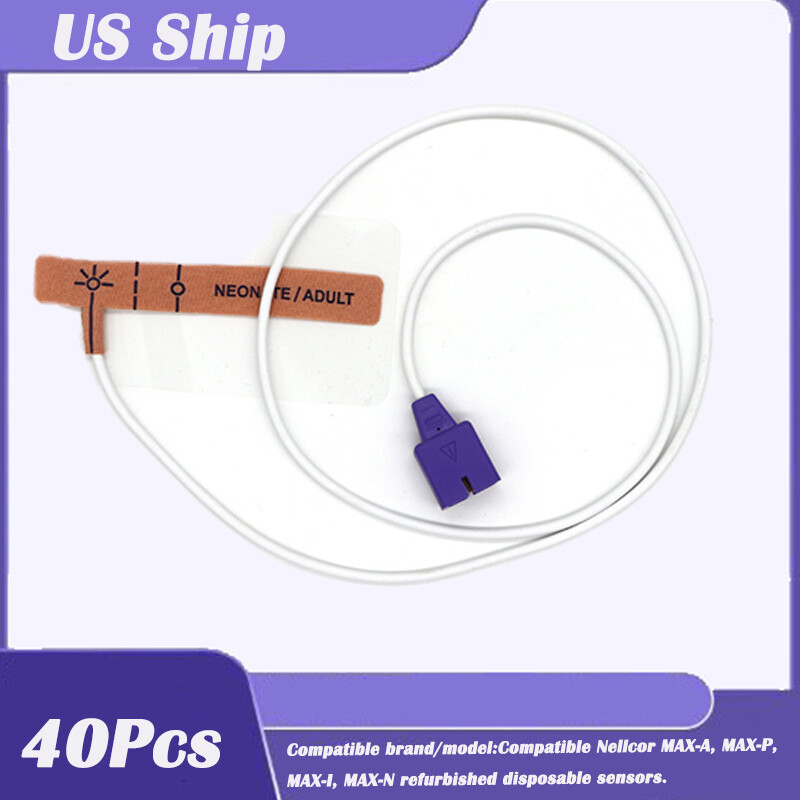 US 40pcs Nellcor Disposable Oximax Spo2 Sensor Compatible For Neonate/Adult 9Pin