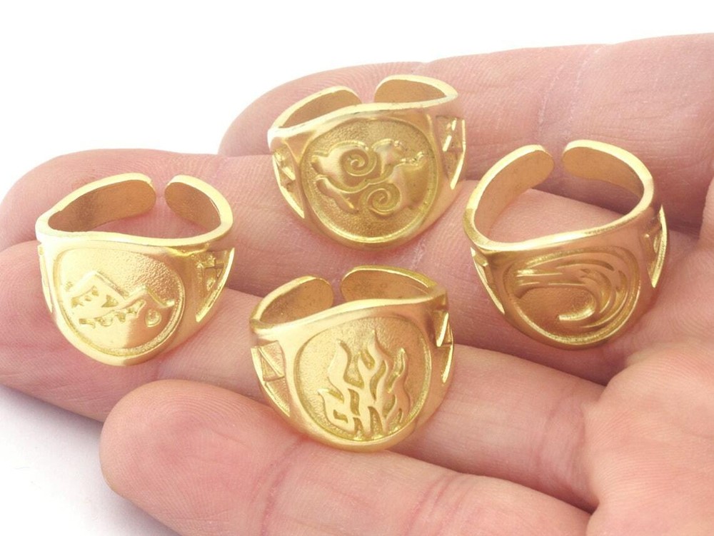 Four Elements Symbol Embossment Ring Adjustable Raw Brass (6-10US) 4671