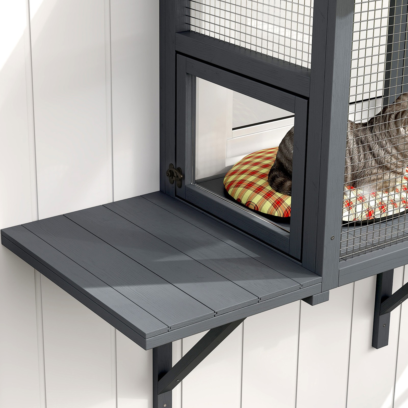 PawHut Outdoor Cat Catio, Cat Enclosure Window Perch with Jumping Platform