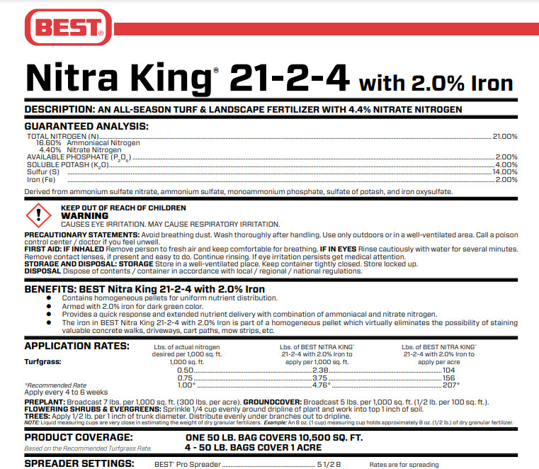 BEST NITRA KING 21-2-4 ALL SEASON LAWN Professional Fertilizer FŪSN technology