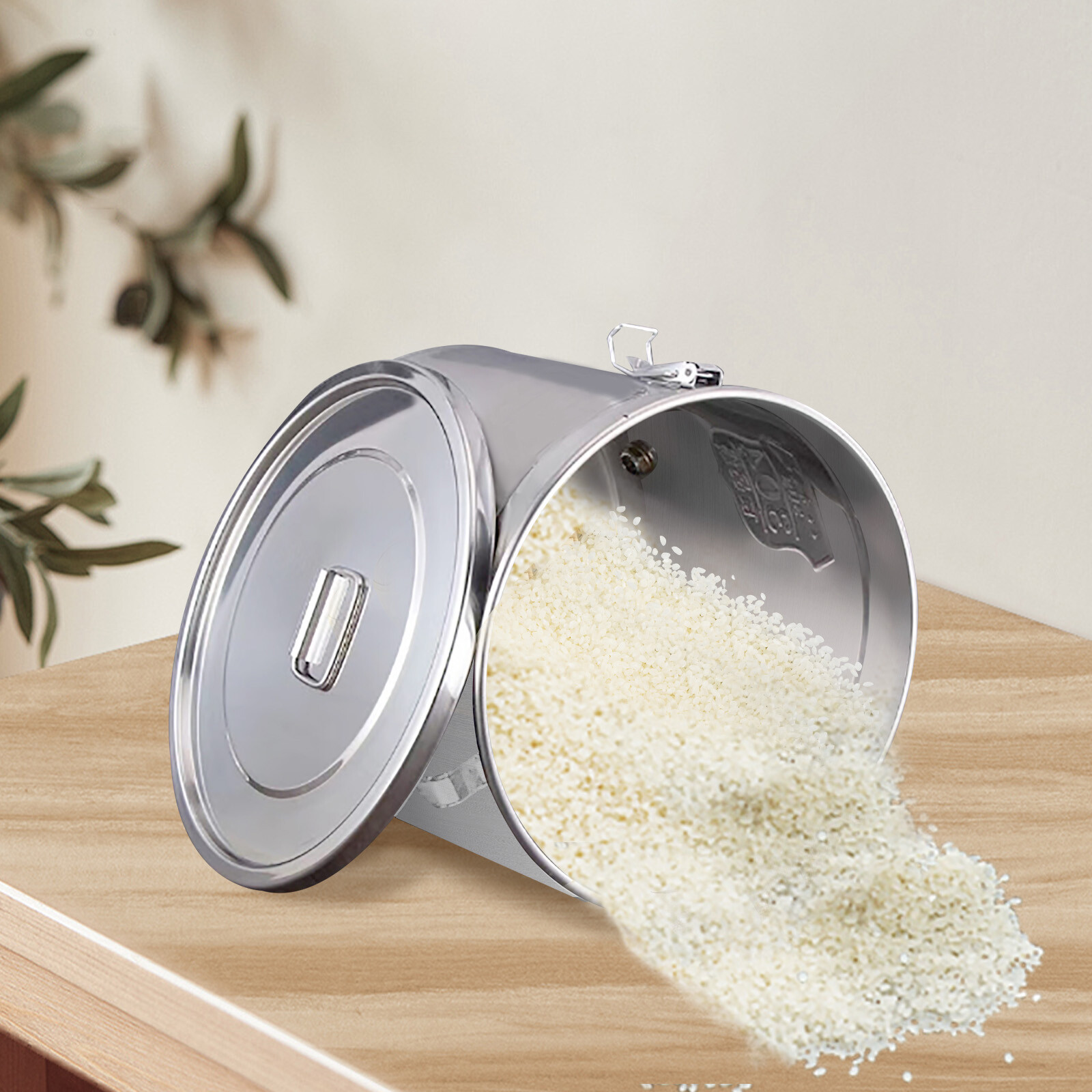 Cereal Container Kitchen Stainless Steel Food Flour Oil Storage Bucket Canister