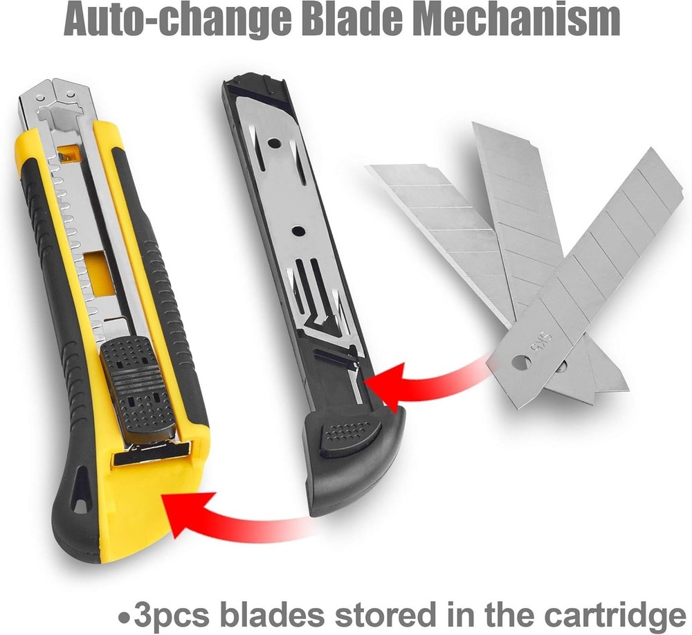 Utility Knife Box Cutter Retractable Self Loading Heavy Duty Snap Off Quick C...