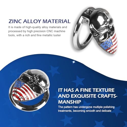 Push Start Button Cover, 3D Skull Engine Start Stop Button Cover with US Flag