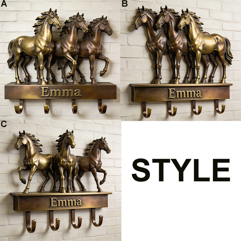 Personalized horse themed wall hooks key holder