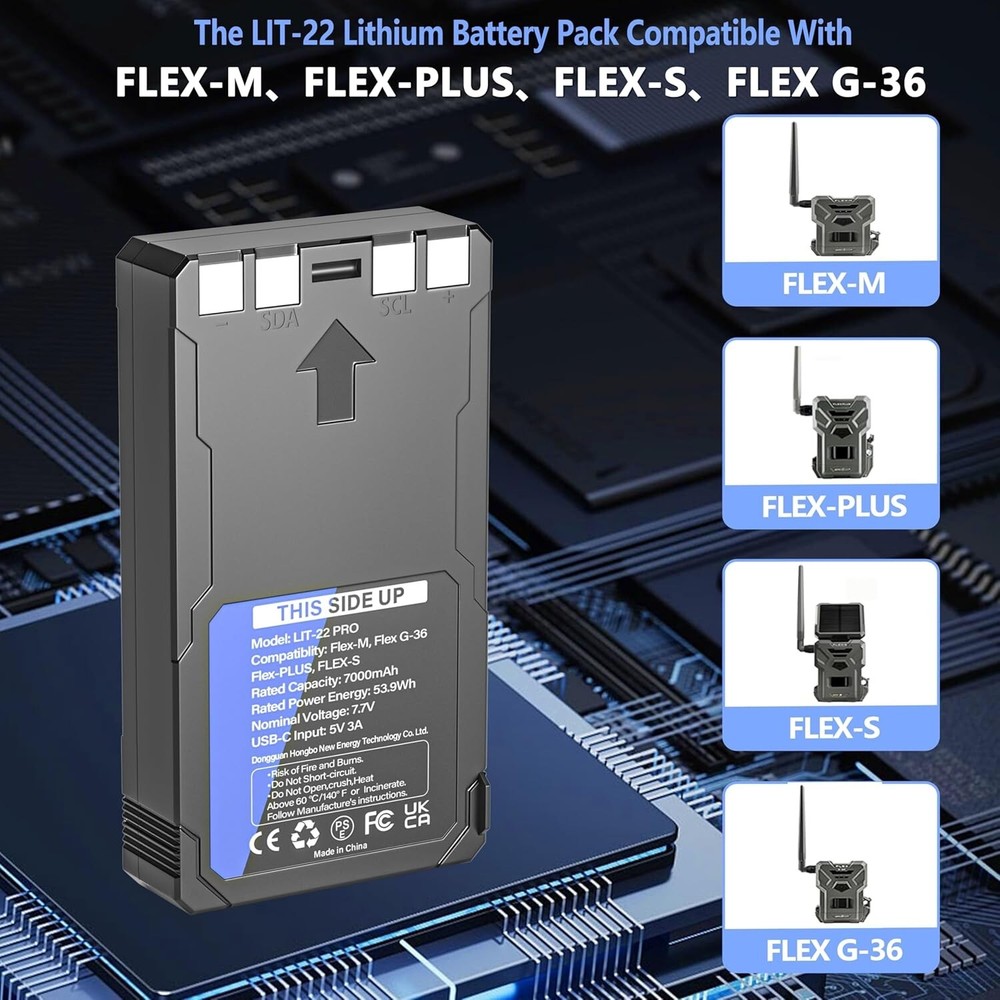 2-Pack Rechargeable LIT-22 Battery Compatible with Trail Camera Flex-Plus Flex-S