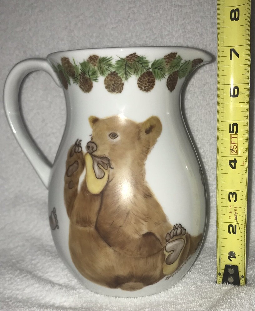 Signed Hand Painted Honey Bear Pitcher
