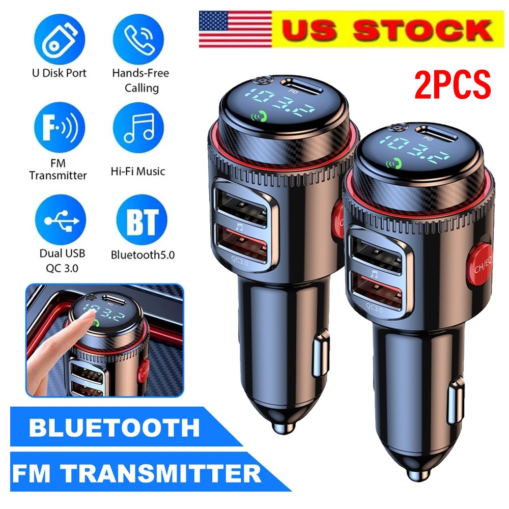 Bluetooth Car Radio Adapter Wireless FM Transmitter QC3.0 PD Fast Charger MP3 2X